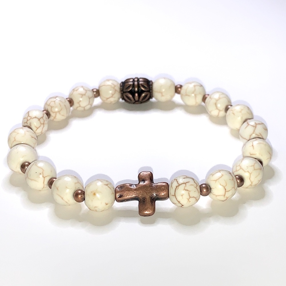 Howlite "Surrender, Let Go" Bracelet 7.25"
